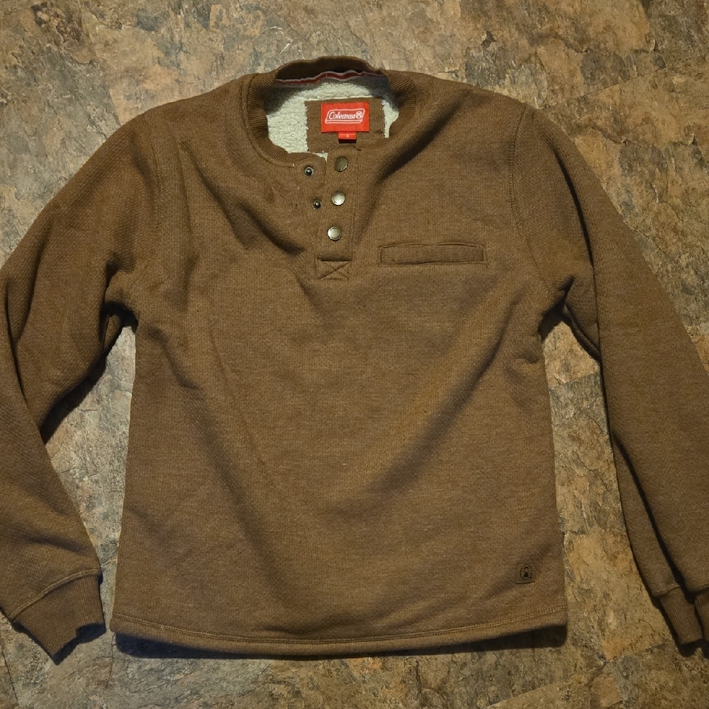 LOWEST PRICE-Coleman Brown Button-Up Henley